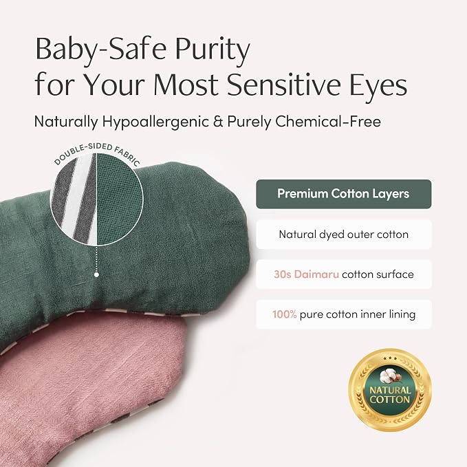 Seoul Heated Eye Mask for Dry Eyes - Microwavable Moist Heat Warm Compress, Organic Grain Eye Pillow, Reusable Hot & Cold Eye Steam Mask for Eye Strain Relief LifeCare & SafeCare Korea