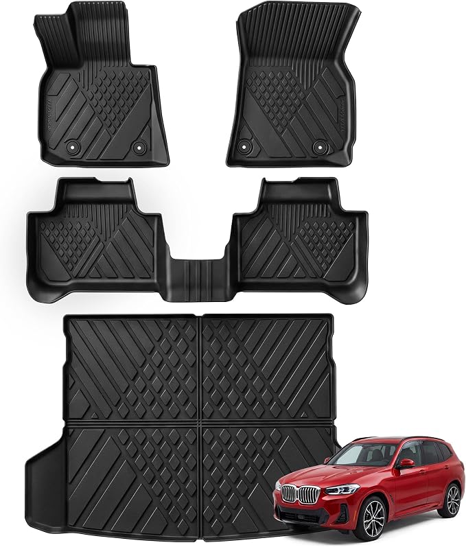 YITAMOTOR Floor Mats & Cargo Liner for 2025 2026 BMW X3 G45 (30 xDrive / M50 xDrive), All Weather TPE Floor Liner Custom Fit for BMW X3 Accessories, 1st, 2nd Row and Cargo Liners, Black