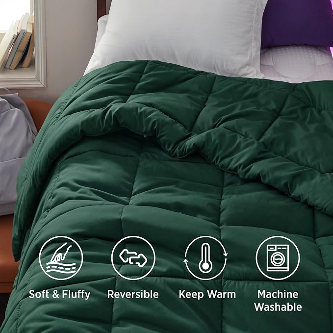 Bedsure Comforter Duvet Insert - Quilted Comforters Twin XL Size, All Season Duvet, GentleSoft Down Alternative Bedding, with 8 Tabs, Gifts for Women/Men, Green, Twin XL 92 x 68 Inches