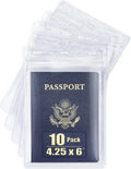Mifflin-USA Passport & Card Holders (Clear, 4x6 Inches, 10 Pack), Extra Large ID Name Badge Holder, Zipperless Vertical Plastic Card Holders