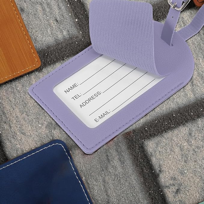 PATIKIL Leather Luggage Tag, 30 Pcs Luggage Tags Pu Bag Tags for Suitcases Airplane Travel Essentials, Purple