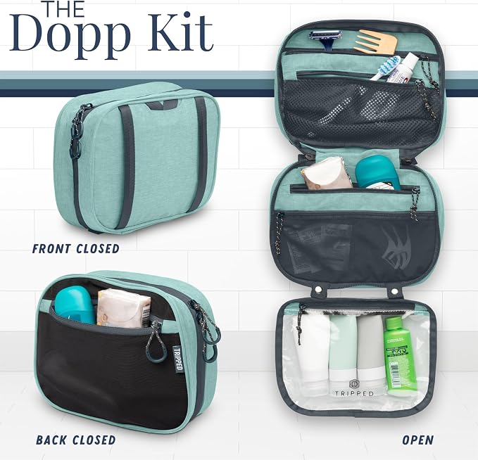 Toiletry Bag Kit 3 Piece Set: Hanging Travel Toiletry Bag + 311 TSA Cosmetic Liquid Bag + Accessory Organizer Pouch