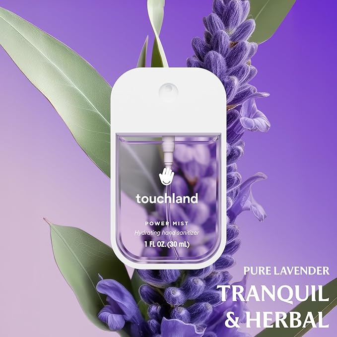 Touchland Hydrating Hand Sanitizer Spray – Blossom 5 Set (Pure Lavender, Vanilla Blossom, Rainwater, Velvet Peach, Applelicious) – 5 x 1 FL OZ Travel Size Mists