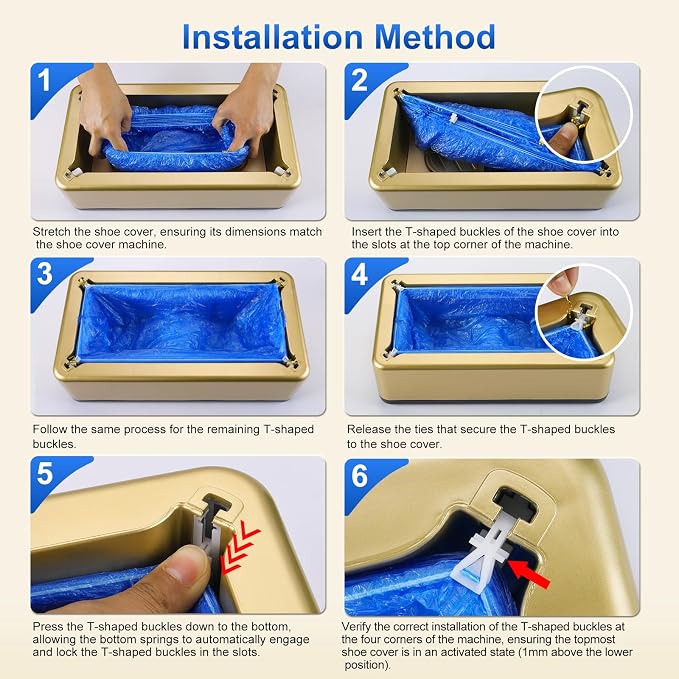 Shoe Cover Machine with 200pcs Shoe Covers Disposable, User-Friendly and Reliable Shoe Cover Dispenser, Fits Size Up to 11 US Men, Widely Applicable in Indoor, Hospital(Gold)
