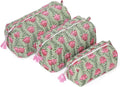 Saffron Marigold Quilted Makeup Bag Set of 3, Hand Block Printed Cotton Cosmetic Bags for Women, Waterproof Lined Travel Toiletry Bag, Coquette Floral Aesthetic, Handmade Gift, Tulip Rain