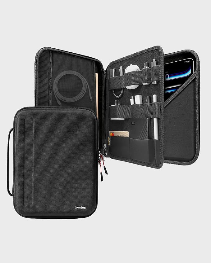 tomtoc Portfolio Case for 2026 13 Inch iPad Air M4, M3&M2, iPad Pro M5/M4, 12.9'' iPad Pro M2/M1, Protective Sleeve with Accessories Pocket, Carrying Storage Bag for Pencil Pro/Adapter/Magic Keyboard