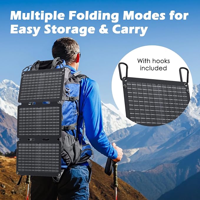 JIYHF Portable Power Station with 30W Foldable Solar Panel - 99.9Wh Backup Battery, 100W AC & 65W USB-C PD Fast Charging Ideal for Outdoor Work, Compatible with iPhone16 Series, iPad, MacBook, Laptop