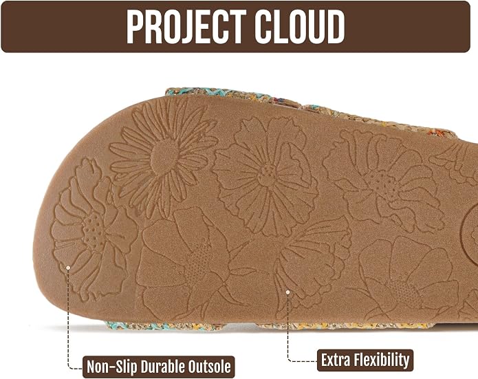 Project Cloud Womens Sandals - Adjustable Buckle Sandals for Women 2026 with Plush Insole - Lightweight & Non Slip Slides for Women Footwear