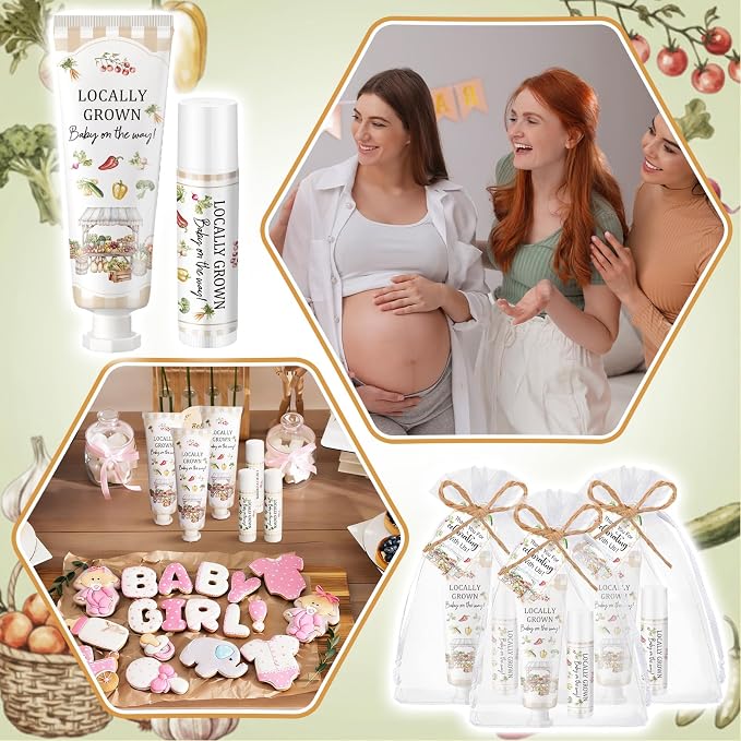 Lounsweer 24 Sets Locally Grown Baby Shower Hand Cream and Lip Balm Gift Farmers Market Baby Shower Party Favors for Guest Vegetable Theme Travel Size Hand Lotion and Lip Balm Birthday Party Supplies