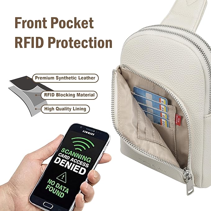 INICAT RFID Blocking Sling Bag, Anti Theft Crossbody Bag for Women Compact Travel Purses Vegan Leather