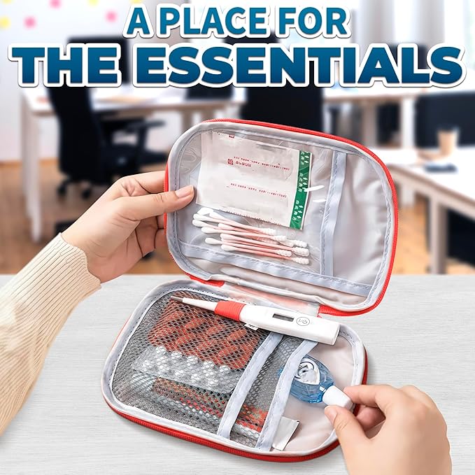 2 Pcs Travel First Aid Bag Empty Portable Storage - Small Medical Bag Empty with Multiple Compartments, 7.1x5.1" Small First Aid Pouch with Zipper Closure - Outdoor Adventure Gift for Camping & Hiking