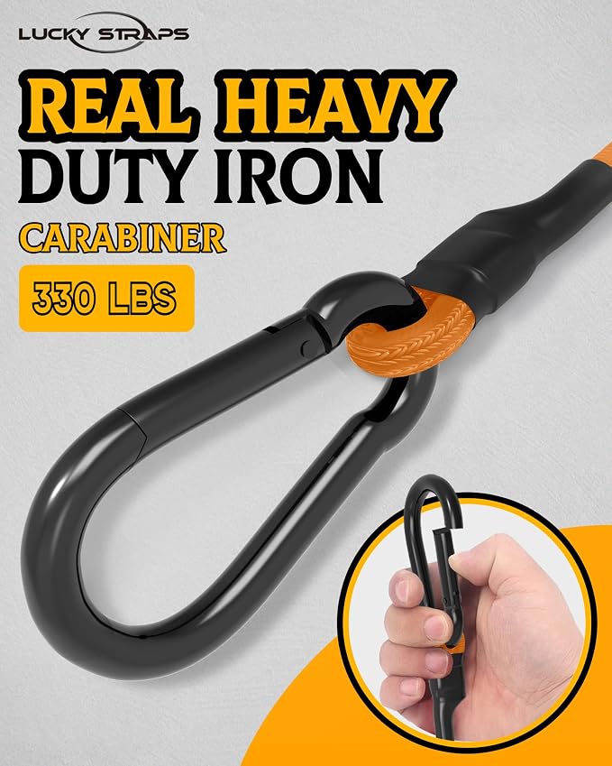 8 Pcs 18 Inch Heavy Duty Carabiner Bungee Cord Outdoor with 190 Lbs Max Break Strength, Bungee Straps with Upgraded Carabiner Hooks for Luggage Rack, Cargo, Hand Carts, Bike, Camping, etc (Orange)