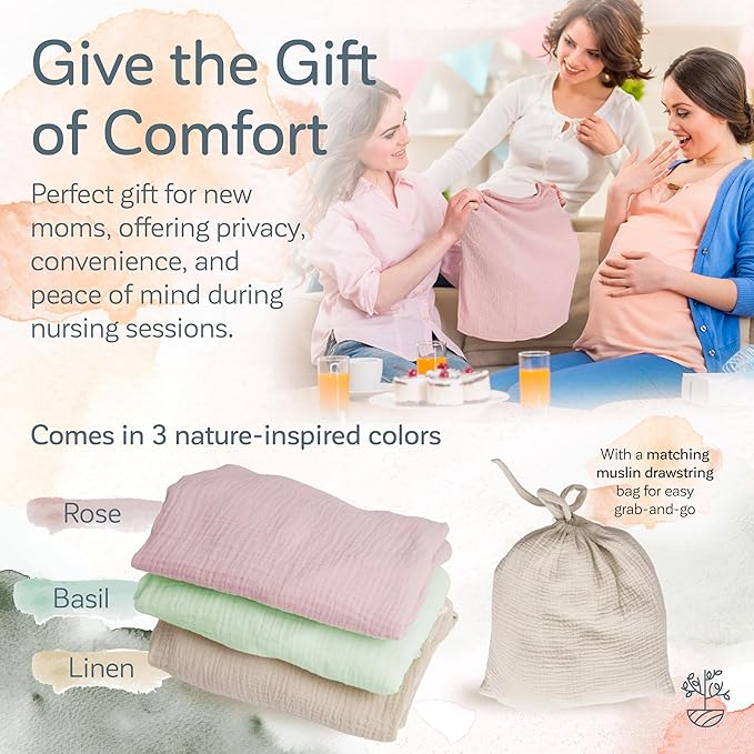 Kiddycare Nursing Cover, Muslin Cotton Privacy Nursing Covers, Gentle on Baby's Skin, Discreet Breastfeeding Covers for Nursing Moms, Breathable Nursing Cover Up for Breastfeeding Essentials (Rose)