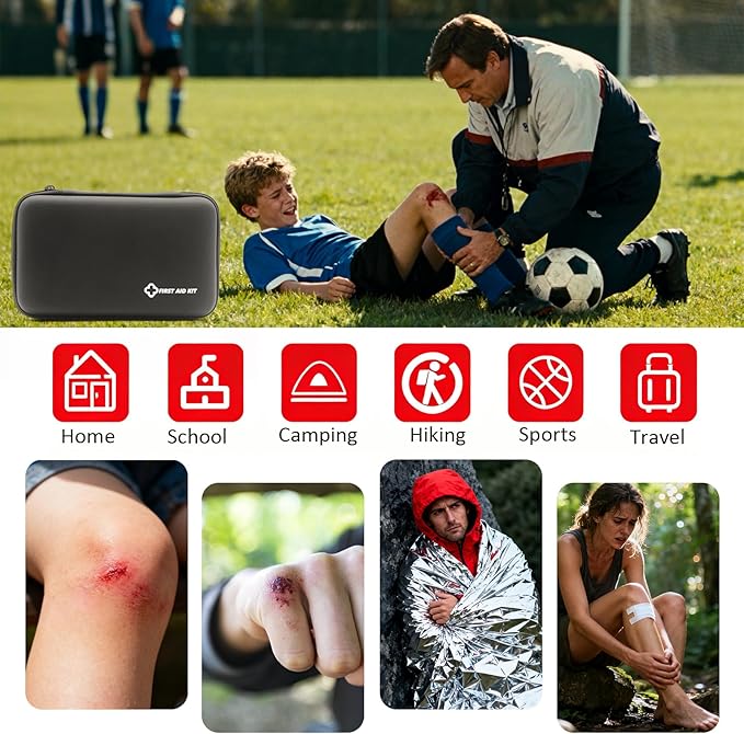 Small First Aid Kit Portable Compact Waterproof Mini Refill Supplies for Home Car Travel Camping Truck Hiking Sports Office & Outdoor Emergencies Black
