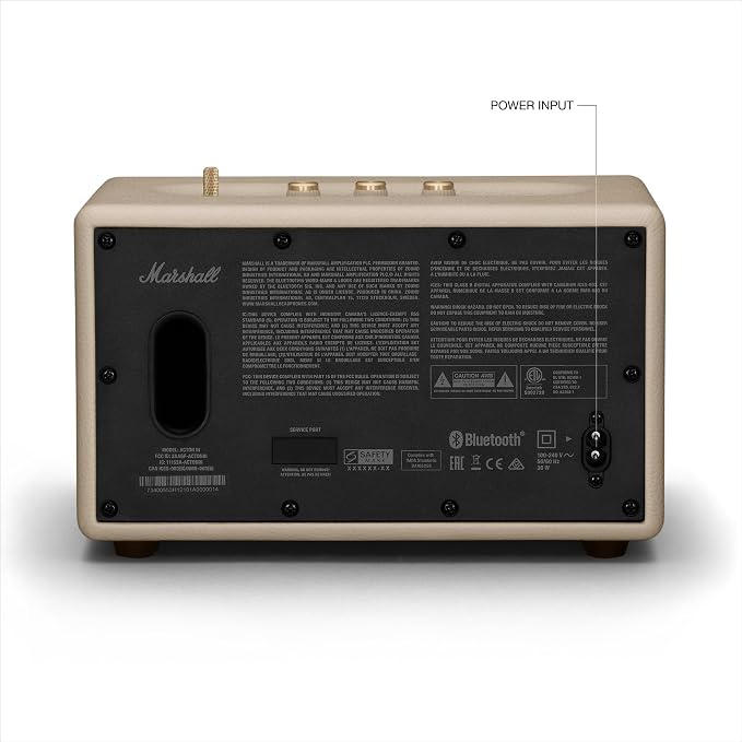 Marshall Acton III Bluetooth Home Speaker - Loud Stereo Sound with Bass and Treble Controls | Plug-in Powered | 3.5mm Aux Input - Cream