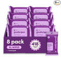 goodwipes Flushable Wipes Bulk Pack, Lavender Adult Wet Wipes for Women & Men, Sewer & Septic Safe, Toilet & Bathroom Essentials, Extra Large, 418 Count (8 Packs and 1 Travel Pack)