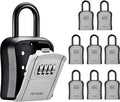 Puroma Key Lock Box, Portable Combination Lockbox Wall-Mounted Key Storage Box for House Keys, Resettable Code Safe Security Lock Box for Home, Office, Apartment Spare Key Storage (8 Pack, Gray)