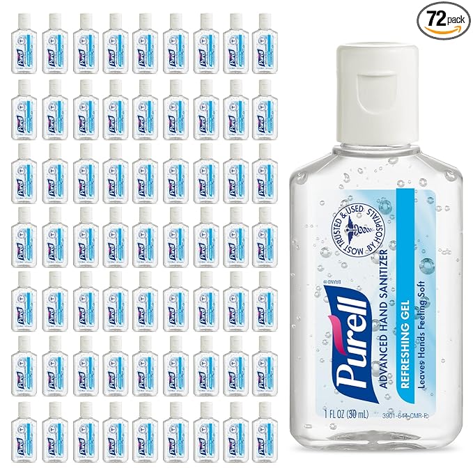 Purell Advanced Hand Sanitizer Refreshing Gel, Clean Scent, 1 fl oz Travel Size flip-Cap Bottle (Pack of 72) - 3901-72-CMR