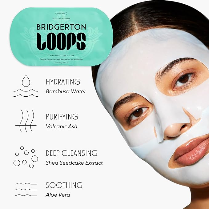 LOOPS Beauty Bridgerton™ NETFLIX (Happily) Ever After Set -The Best Hydrogel Korean Face Masks for Every Skin Moment Face Mask - 2 Hydrating Masks - Clean Slate and Dew Cloud - 2pc