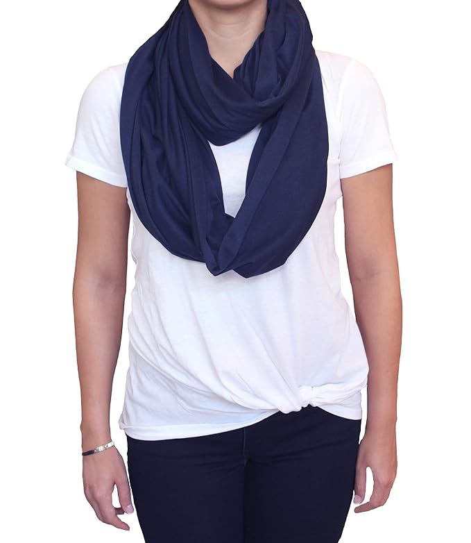 2 Pack Nursing Covers for Breastfeeding, Soft Infinity Scarf Shawl Cover Up - Lightweight, Breathable Privacy Nursing Wrap (Heather Grey & Navy Blue)