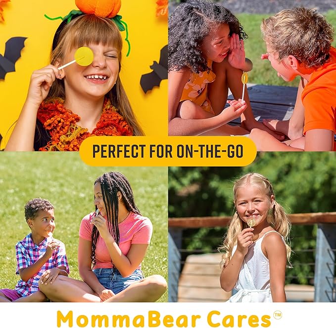 MommaBear Nausea & Motion Sickness Lollipops – Non-GMO Lemon & Ginger Candy for Nausea – Organic Lollipops for Kids 3+ & Pregnancy Must Haves to Ease Queasiness – Freshness, Sealed in (10 Pack)