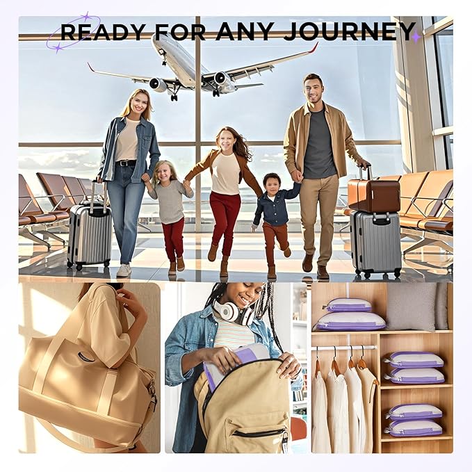 10 Set Compression Packing Cubes for Travel Essentials,Compressible Expandable Packing Cubes for Suitcase,OlarHike Luggage Garment Bags for Travel,Handy Helper for Organizing Clothes(Light Purple)