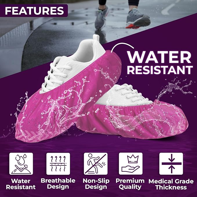 Blue Shoe Guys Premium Disposable Boot & Shoe Covers Booties | 100 Pack | Durable, Non-Slip, Non-Toxic, Water Resistant, Recyclable Protectors for Indoor & Outdoor | Large Size Fits Most Shoes