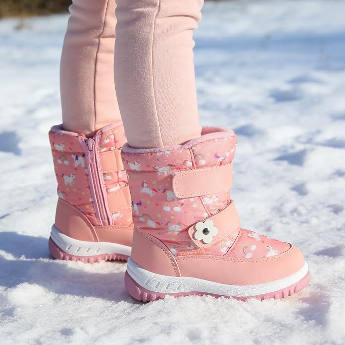 CIOR Winter Snow Boots for Boy and Girl Outdoor Waterproof with Fur Lined(Toddler/Little Kids)