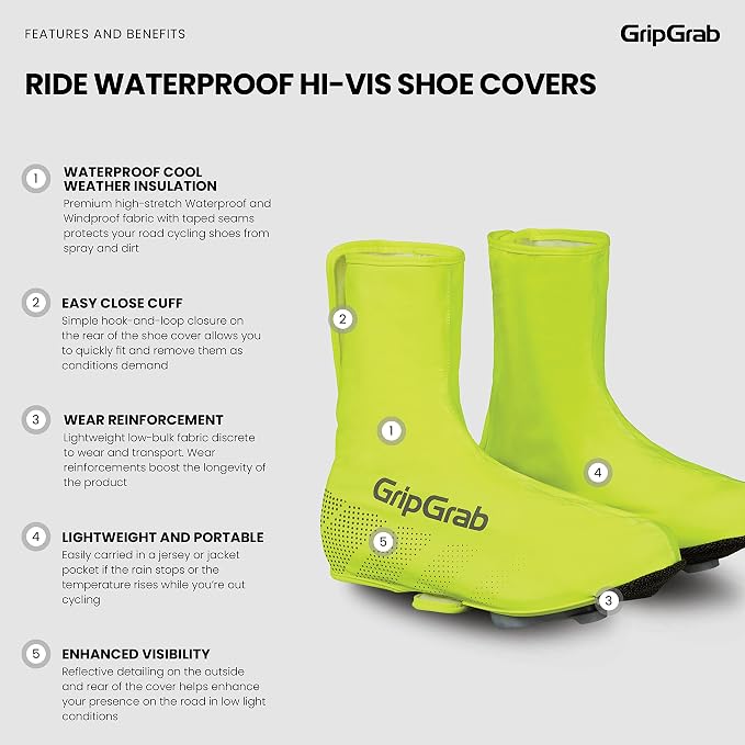 GripGrab Ride Waterproof Road Bike Cycling Overshoes Thin Windproof Adjustable Bicycle Rain Protection Shoe Covers