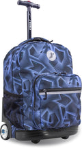J World Sunrise Kids Rolling Backpack for Girls Boys. Roller Bookbag With Wheels For School, Disco