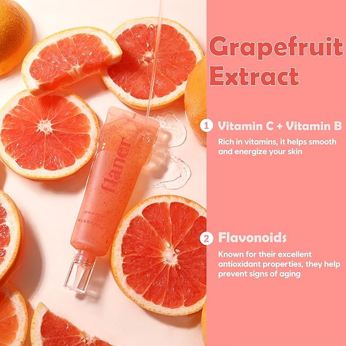 flaner Grapefruit Jam Sleeping Mask – Revitalizing Overnight Face Mask, Vitamin C, Melatonin, Adenosine, Night Deep Hydration Care, Natural Ingredients, Korean Skin Care, 2.02 fl. oz.