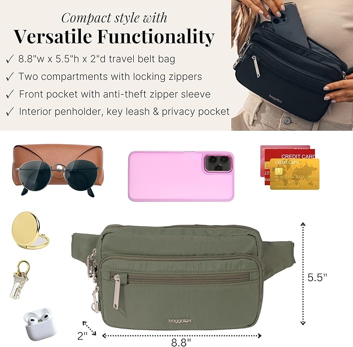 Baggallini Securtex Anti-Theft Belt Bag
