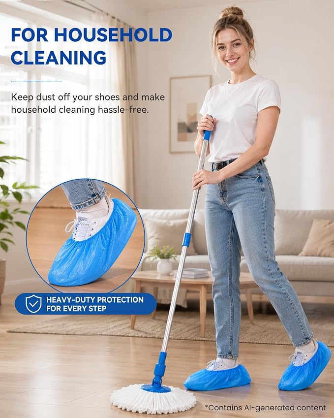 1000 Pack Shoe Covers Disposable, X-Large CPE Waterproof Boot Booties Covers Compact Roll for Home Cleaning, Real Estate, Indoors, Cleaning Crews, Open House Floor Protection, Fits Most(500 Pairs)