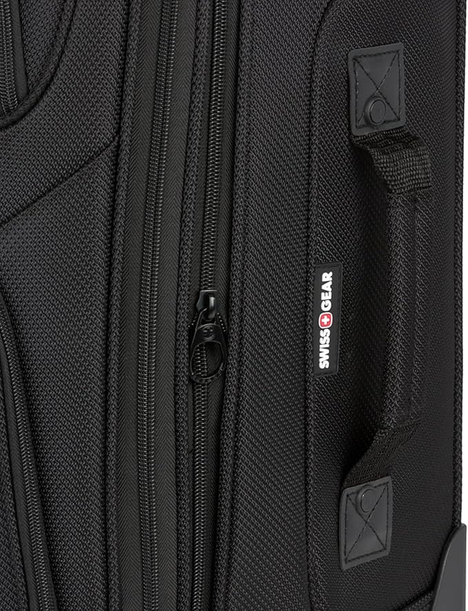 SWISSGEAR Sion Softside Expandable Spinner Luggage Durable Lightweight Travel Suitcase, Black, 2-Piece Set (21/29)