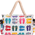 Beach Bag and Pool Bag Has Cooler Pocket, 7 Pockets Total, Zip Top. Family Size Waterproof Beach Tote