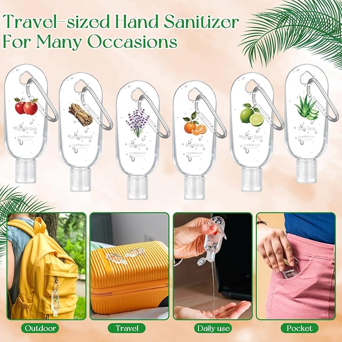 24 Pack Fruit Scented Hand Sanitizers Keychain Gift Mini Hand Sanitizer Gel Bulk 1 oz Travel Size with Keychain Summer Graduation Party Employee Appreciation Gift Bulk for Nurses Teachers