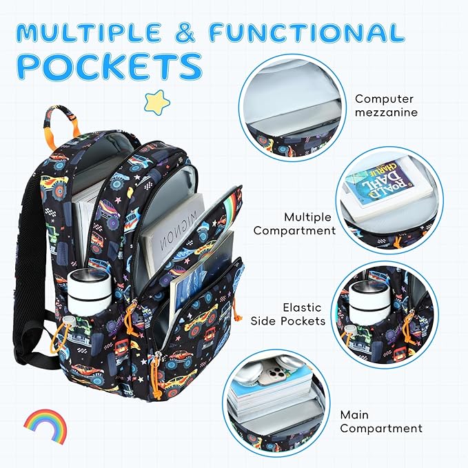 CAMTOP Preschool Backpack for Kids Boys Girls Toddler Backpack Kindergarten School Bookbags with Lunch Pocket for Age 3-8
