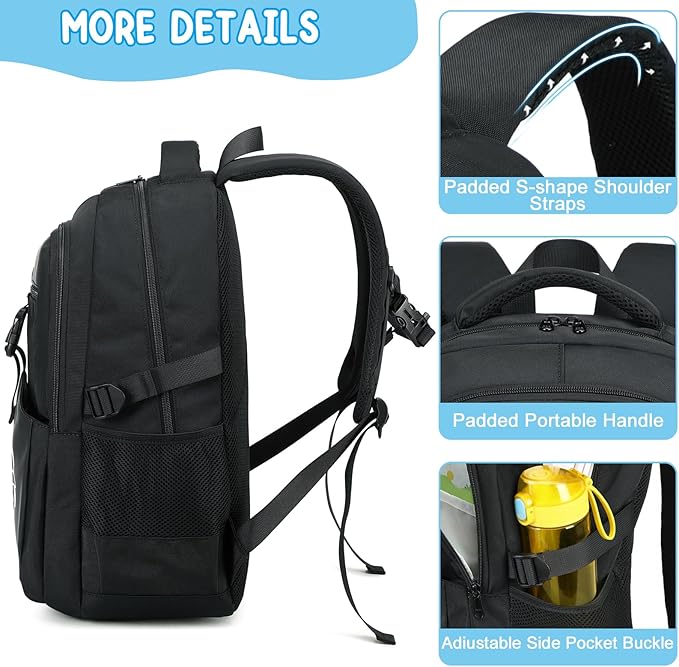 Bluboon Kids Backpack Boys Camo Bookbag Teens Elementary School Bag Daypack Travel Back Pack Middle school (Black-900)