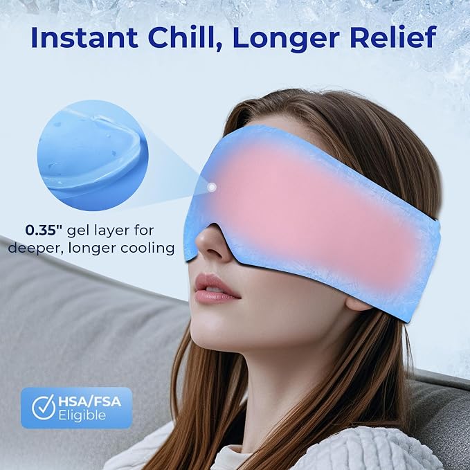 Cooling Face Mask for Morning Routine: Self Care Gifts for Women - Gel Eye Mask for Eye Care,Reduce Puffiness - Flexible Cold Compress for Skincare & Home Spa,Ice Pack Gift for Mom, Valentines Day