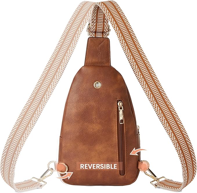 BOSTANTEN Sling Bag for Women Leather Crossbody Bags Fanny Pack Chest Bag for Travel