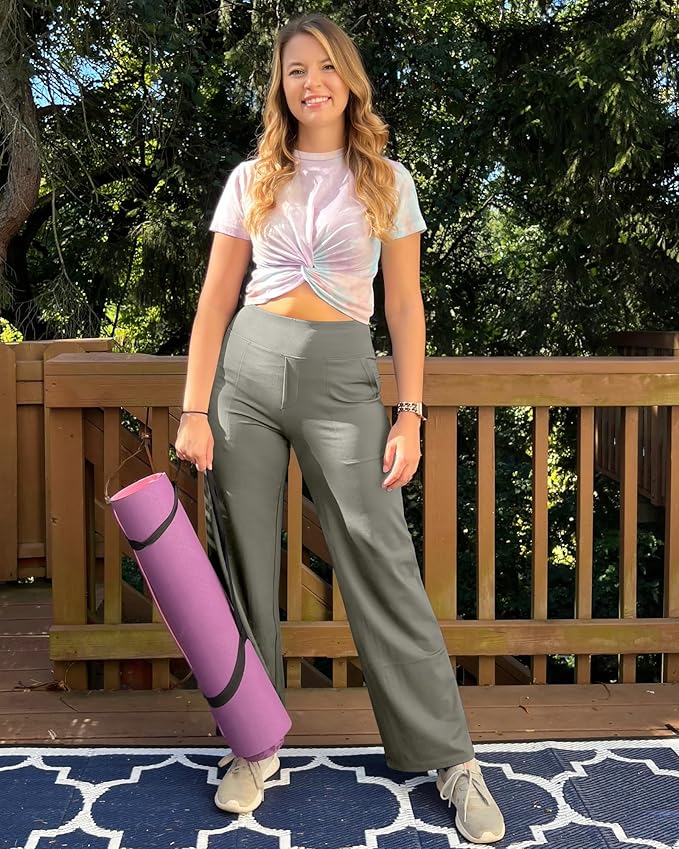 G4Free EverGoing Yoga Pants Women Wide Leg Pants with Pockets High Waist Stretch Dress Casual Sweatpants Petite/Regular/Tall