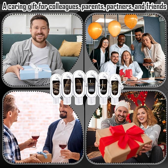 24 Pack Scented Hand Sanitizers Keychain Gift for Man Father Day Gifts Mini Travel Size Hand Sanitizer Gel Bulk 1oz Man Appreciation Thank You Gifts for Male Teacher Nurse Husbands Employee