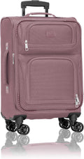 U.S. Traveler Rio Lightweight Softside Rolling Carry-on Suitcase, 4-Wheel Single, Mauve