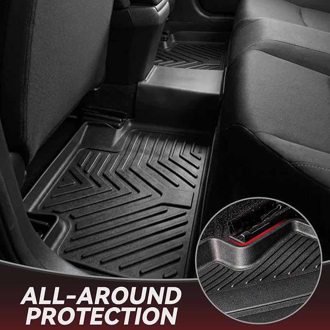 YITAMOTOR Floor Mats Compatible with Honda Accord 2023 2024 2025 2026 (Gasoline & Hybrid), All-Weather Custom Fit Car TPE Floor Mats & Cargo Trunk Liners Accessories, 1st & 2nd Row, Black