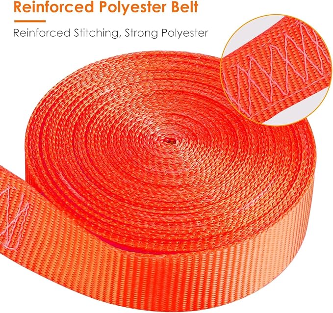 TLGREEN 10Pcs 1in×20ft Endless Ratchet Straps, NO Hook, 1760lb Break Strength Tie Down Straps, Ratchet Strap Heavy Duty for Motorcycle UTV ATV Kayak Truck Cargo Luggage Goods, Orange
