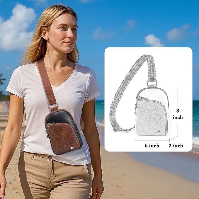 INICAT RFID Blocking Sling Bag, Anti Theft Crossbody Bag for Women Compact Travel Purses Vegan Leather