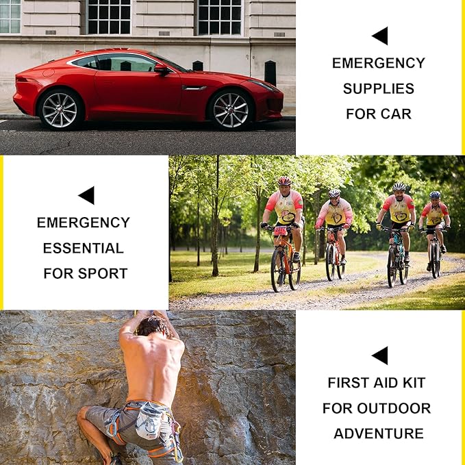 300Piece Small First Aid Kit Refill Supplies for Travel Mini Caming Emergency First Aid Kits Hiking Survival Essential Set for Outdoor Adventure, Yellow 1st Aid