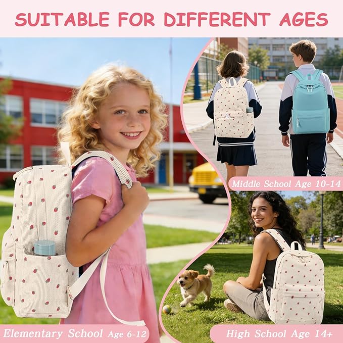 Bluboon School Backpack for Teen Girls Bookbags Elementary High School Corduroy Laptop Bags Women Travel Daypacks
