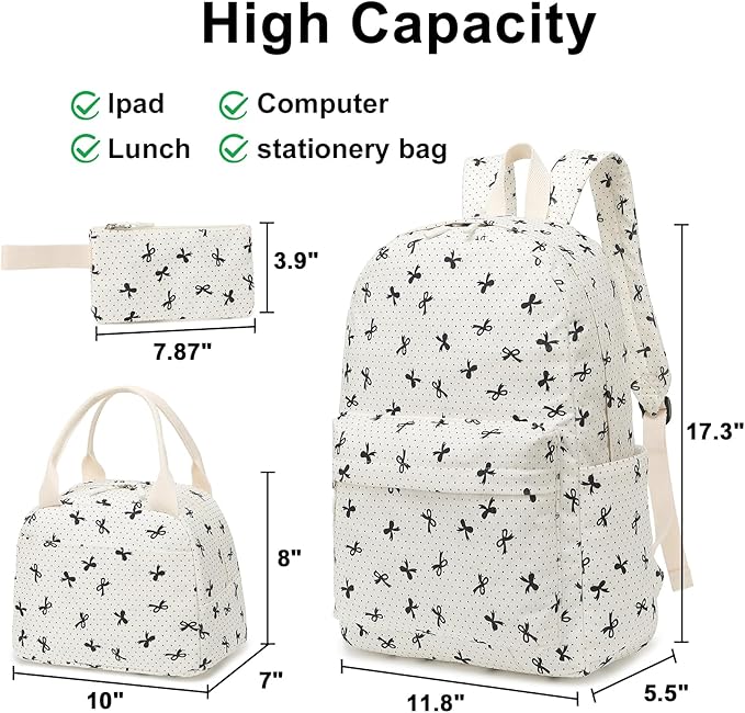 LEDAOU Backpack for Girls School Bag Kids Bookbag Teen Backpack Set Daypack with Lunch Bag and Pencil Case | Kids, Bookbag, Daypack, with Lunch Bag, and Pencil Case