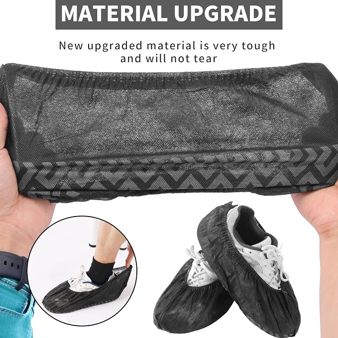Frontline Shoe Covers Disposable Non-Slip, Premium Non-Woven Durable Booties Shoes Covers – Water Resistant Thick Anti-Slip - One Size Fits Most by Frontline (Black 50 Pack)